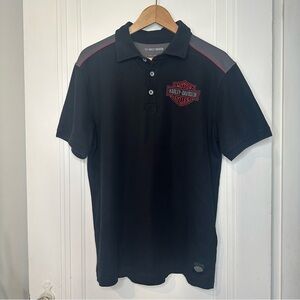 Harley-Davidson Black and Gray Polo Shirt